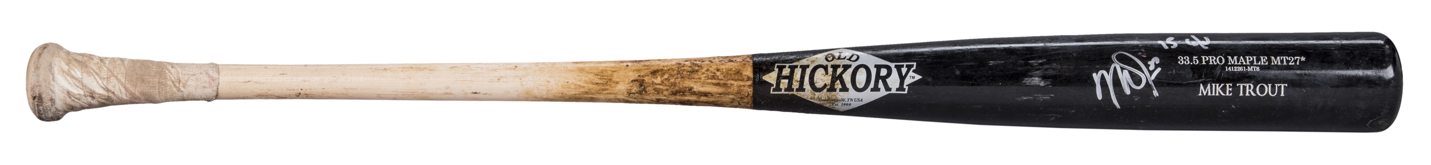 2015 Mike Trout Game Used and Signed Old Hickory 33.5 PRO MAPLE MT27 Model Bat (Anderson LOA & PSA/DNA GU 10)